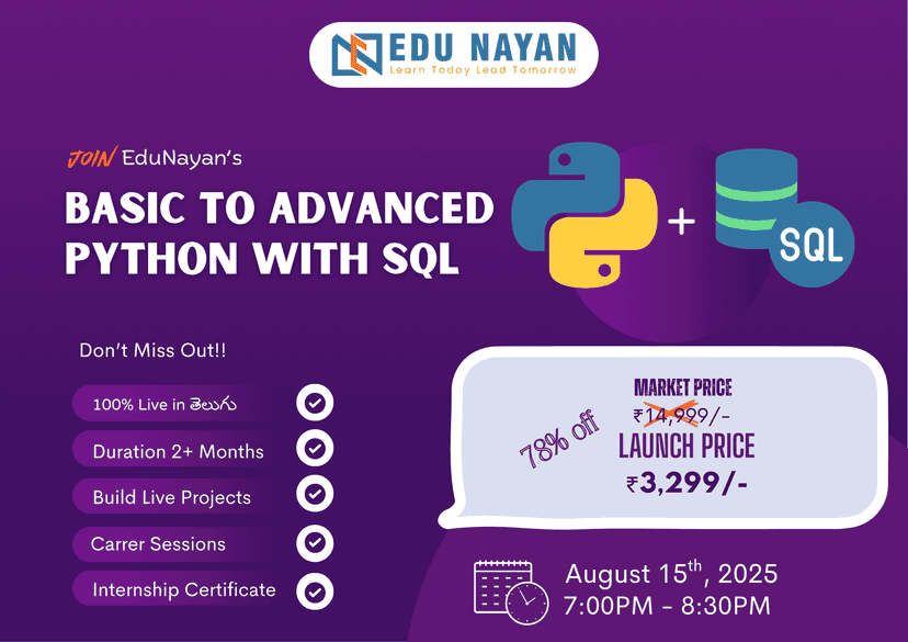Basic to Advanced PYTHON with SQL & Internship